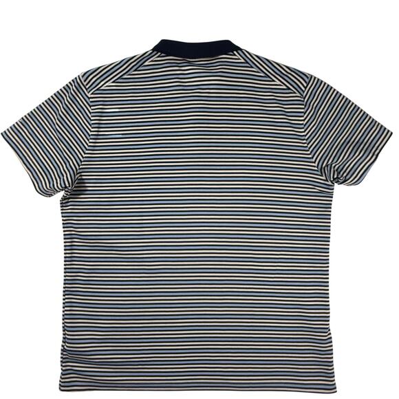 Nike Men's Dri-Fit Polo Shirt Large Blue & White Stripes Gently Used - Picture 2 of 8